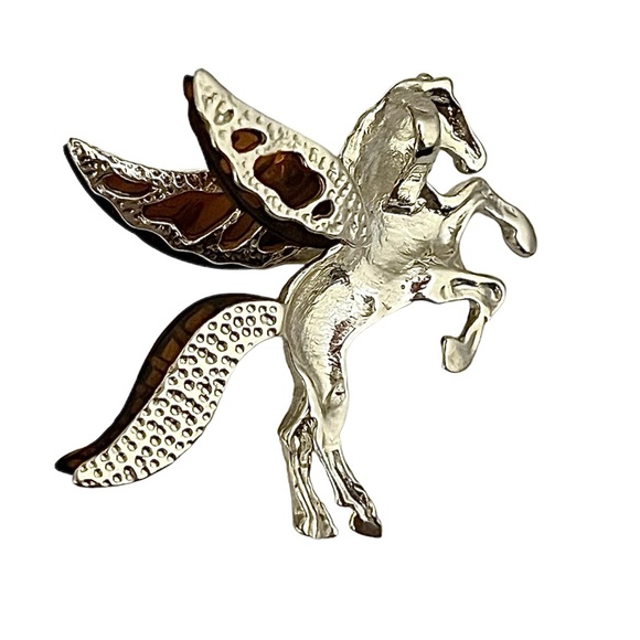 Pegasus Amber Sterling Silver 925 Pendant Charm - Picture 2 of 6